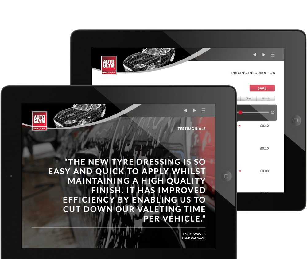 Autoglym iPad App screens